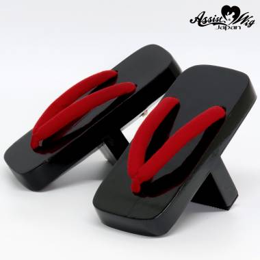 Black One-tooth Geta Thong Red