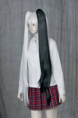 100cm Clip-in Wig　Black Green NGD-3