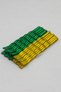 Color hairpin　Metallic Green &amp; Metallic Yellow