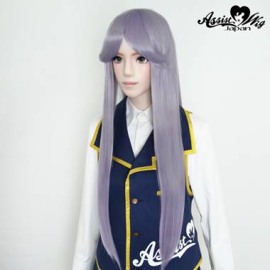 Long Wig with 1 Round Skin Top　Purple Silver NPS-144
