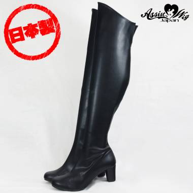 Stretch knee high boots low heel 5.5 cm　Black