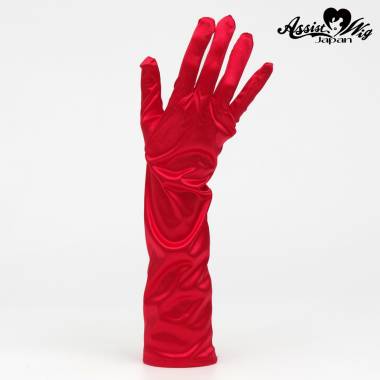 Satin gloves (medium)　Red