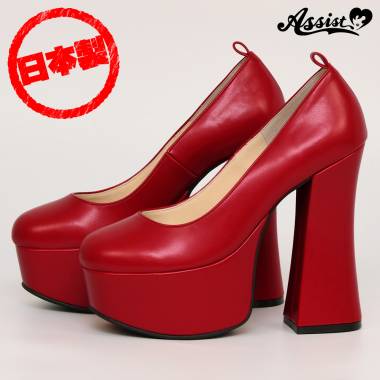 Thick bottom pump heel 14 cm　Red