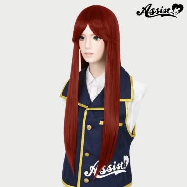 Long Wig with 1 Round Skin Top　Red Orange NOR-33