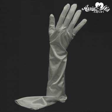 Satin gloves (long)　Silver