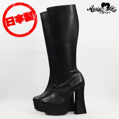 Thick bottom stretch long boots thick heel 14 cm　Black