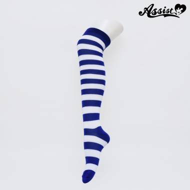 Over knee socks border　White × Blue