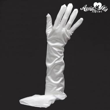 Satin gloves (long)　White