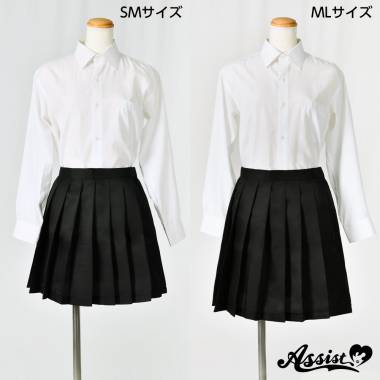 Size Adjustable! Color Pleated Skirt　Black