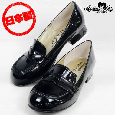 Forehead loafers　Black (enamel)