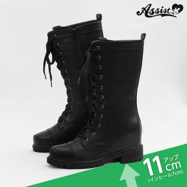 Secret Lace-up Short Boots Tank Sole Ver.　Black