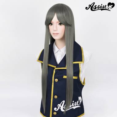 Long Wig with 1 Round Skin Top　Dark Silver 171