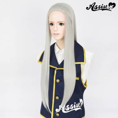 Slick Back Hair Long　White Silver 60