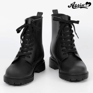 Tank bottom short boots PVC fabric ver. Black