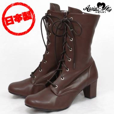 Queen Size Lace-Up Short Boots ver.2 Low Heels 5.5cm　Dark Brown