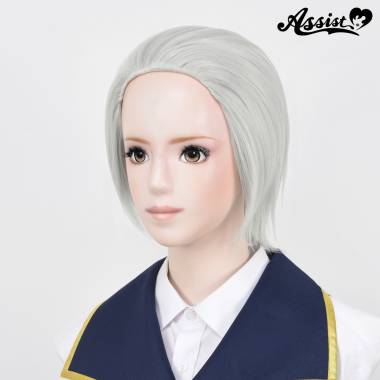 Slick Back Hair Short　White Silver 60