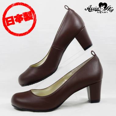 Queen size pumps low heel 5.5 cm　Brown