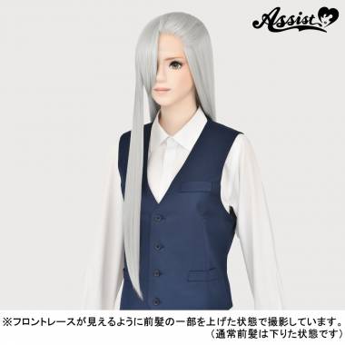 Front Lace Long　White Silver 60