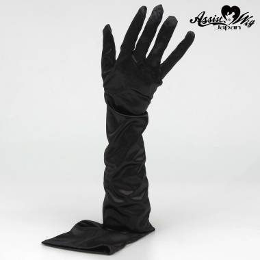 Satin gloves (long)　Black